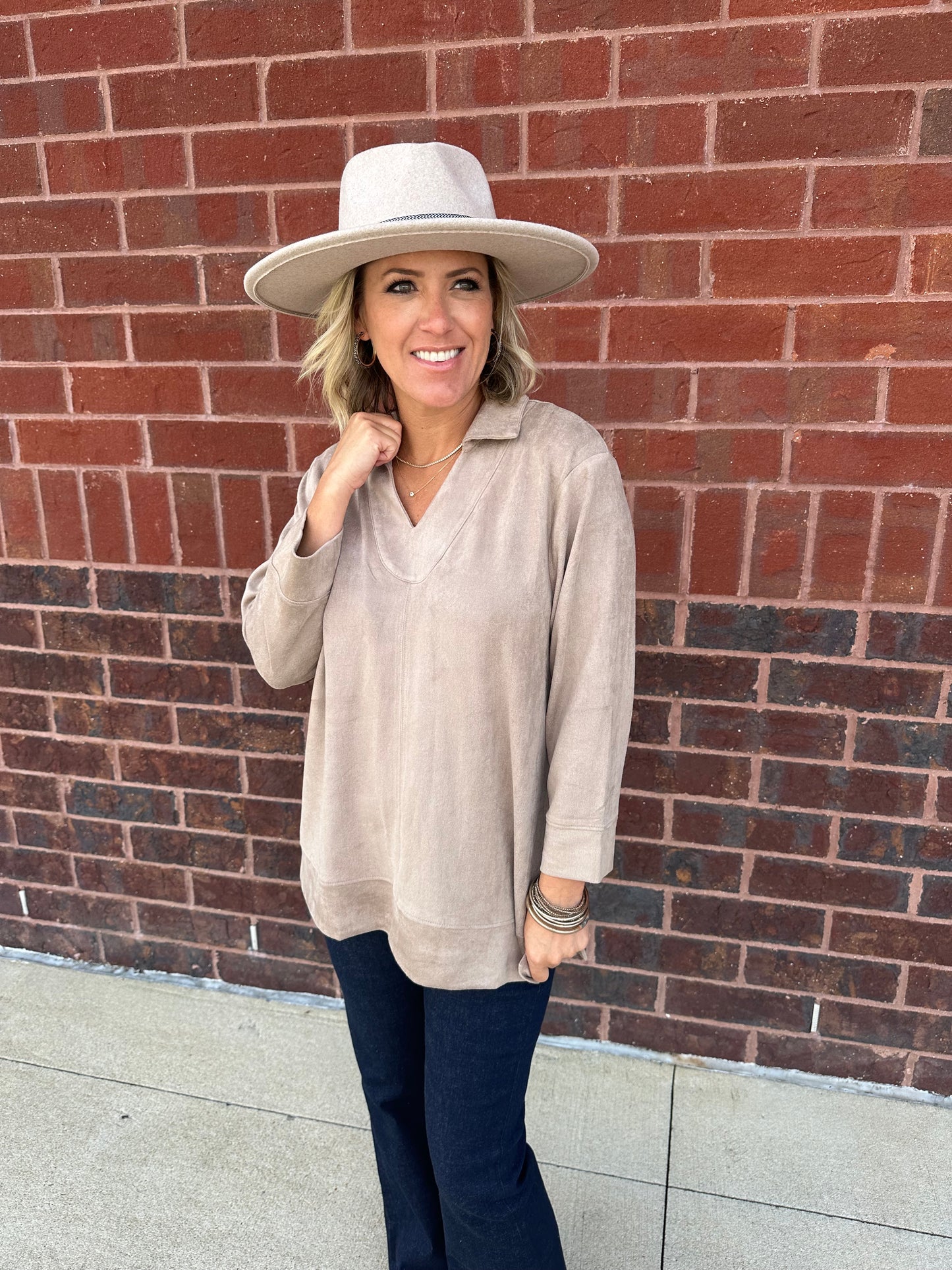 Stretch Suede Top