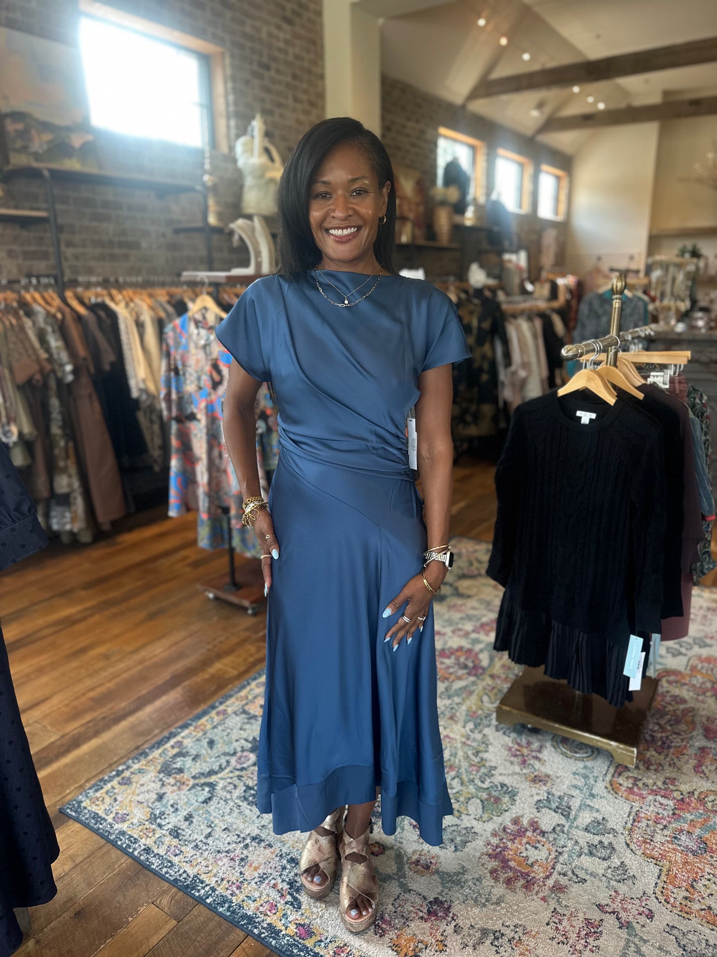 Shiny Draped Maxi