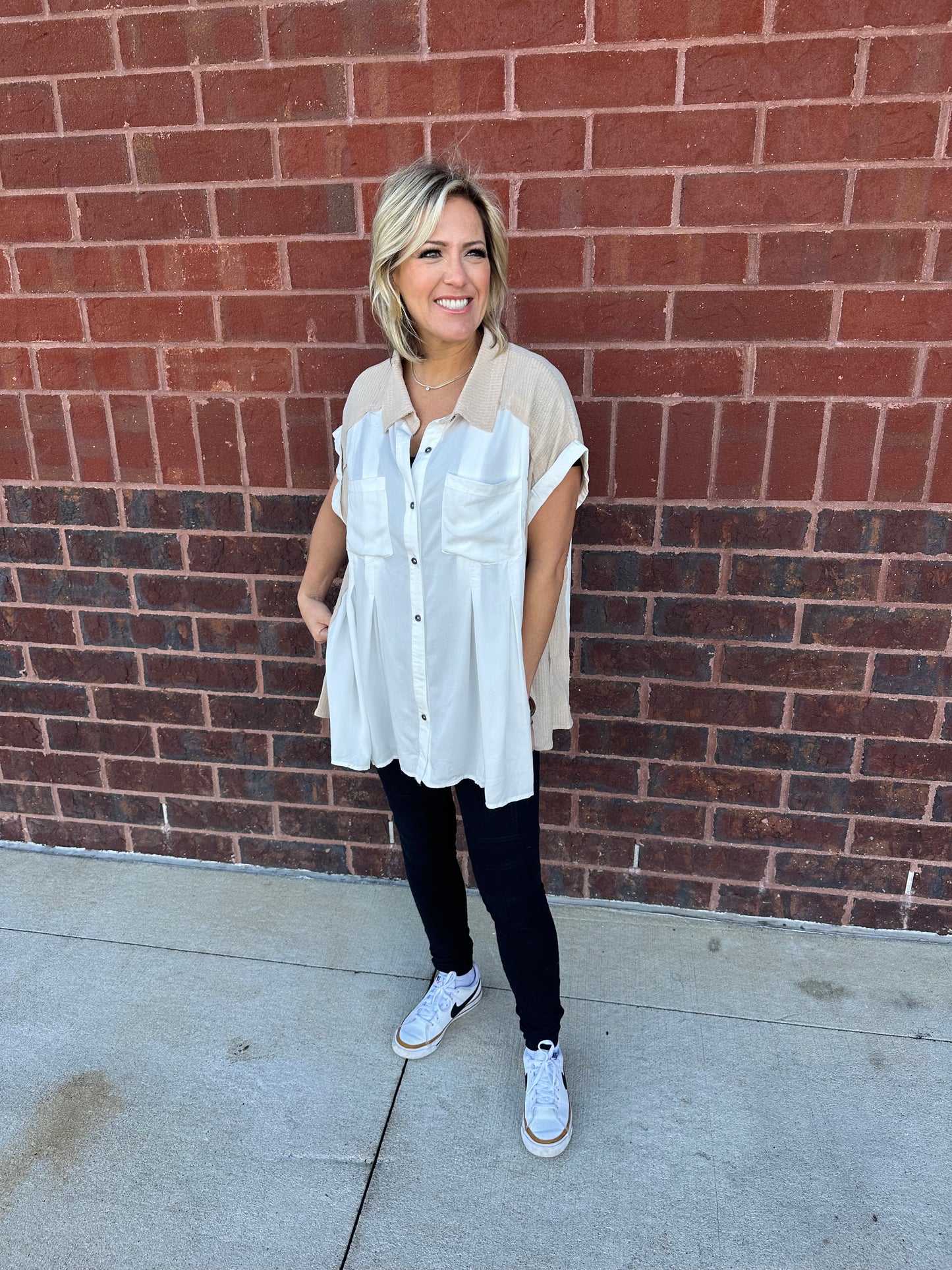 Pleated Button Shirt