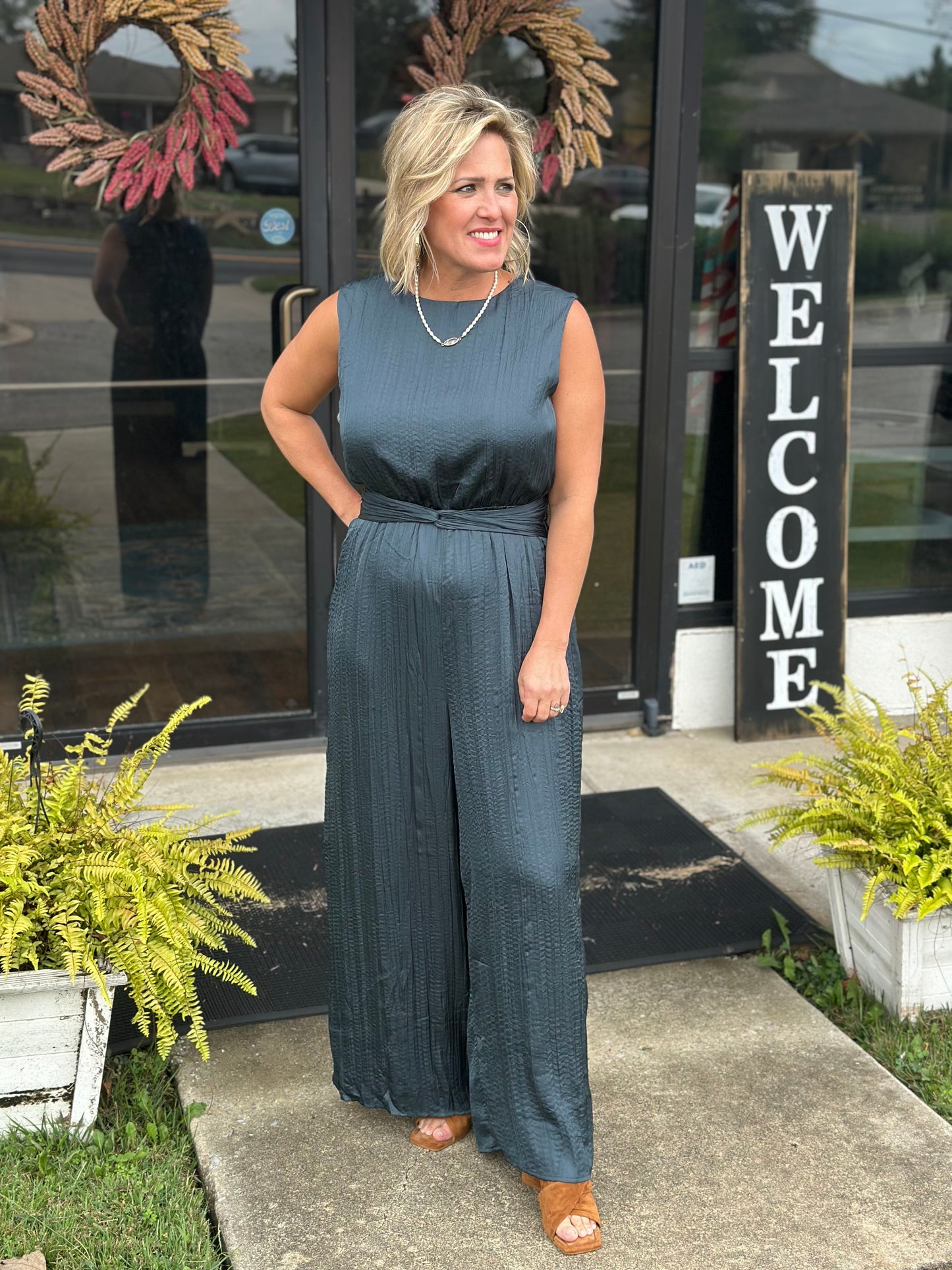 Satin Tie Jumpsuit