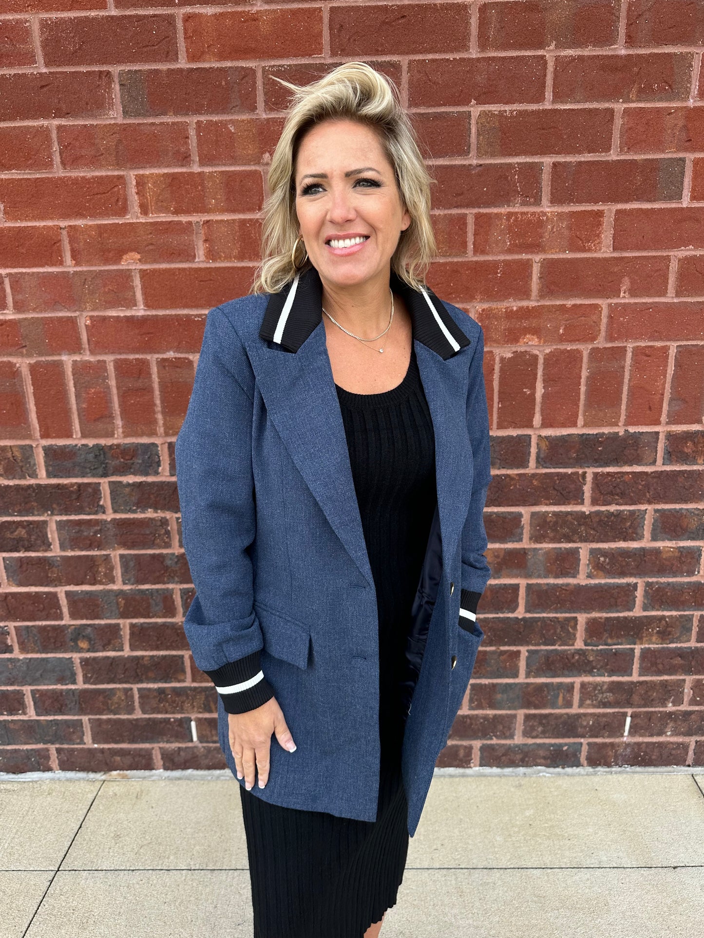 Denim Blazer with RacingStripe cuffs