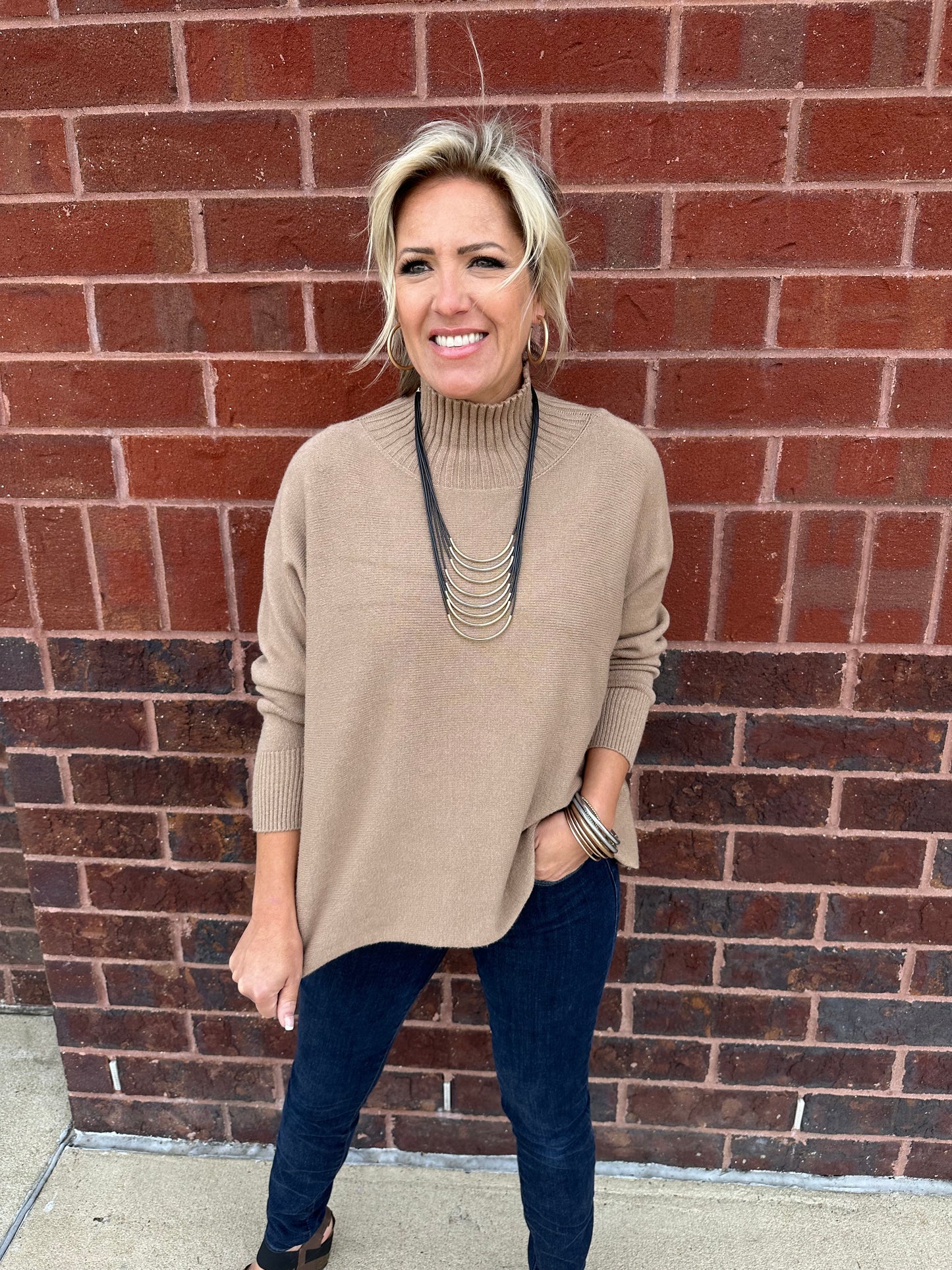 Ribbed Neck Sweater