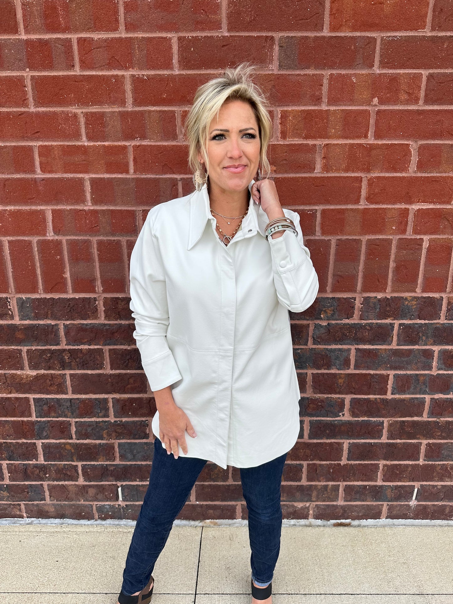 Vegan Leather Button Down