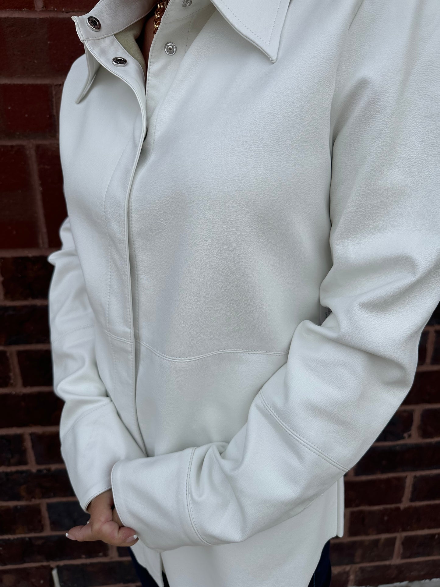 Vegan Leather Button Down