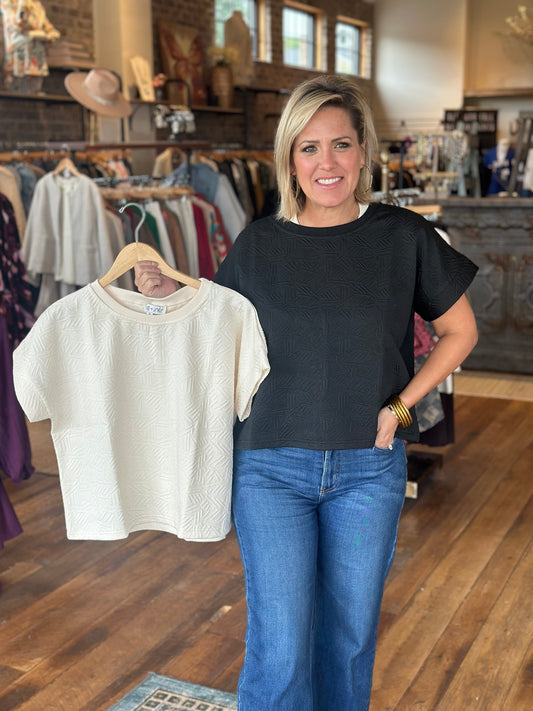 Short Slv Texture Knit