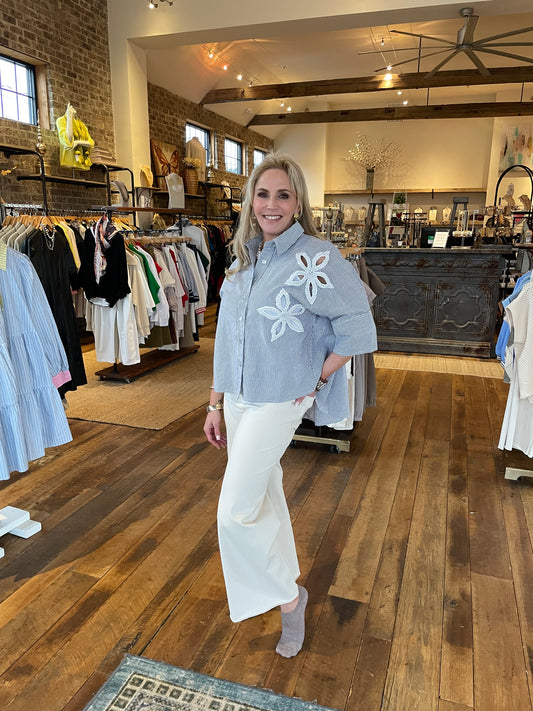 Pearl Flower Button Down