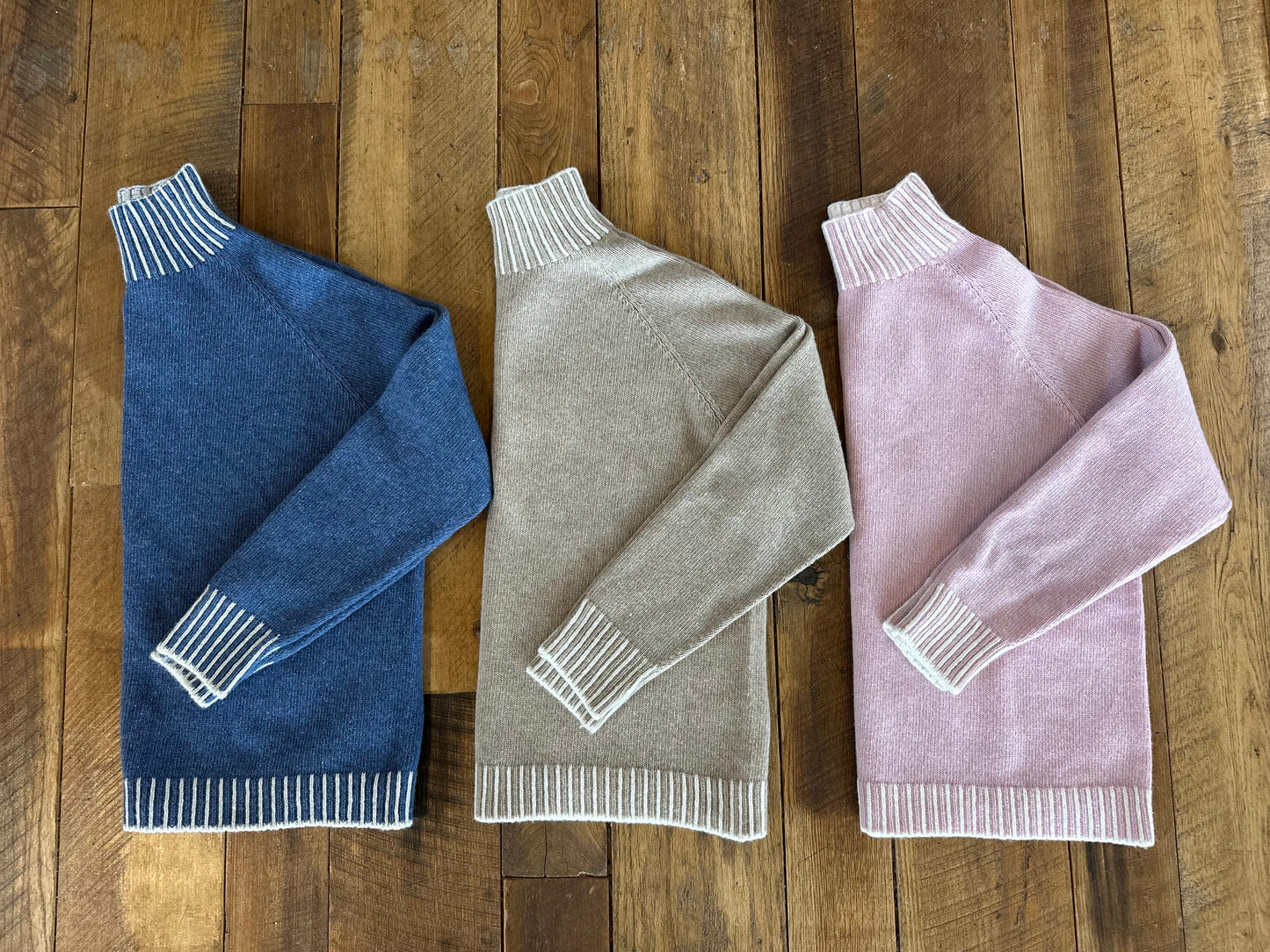Ribbed mock neck cashmere