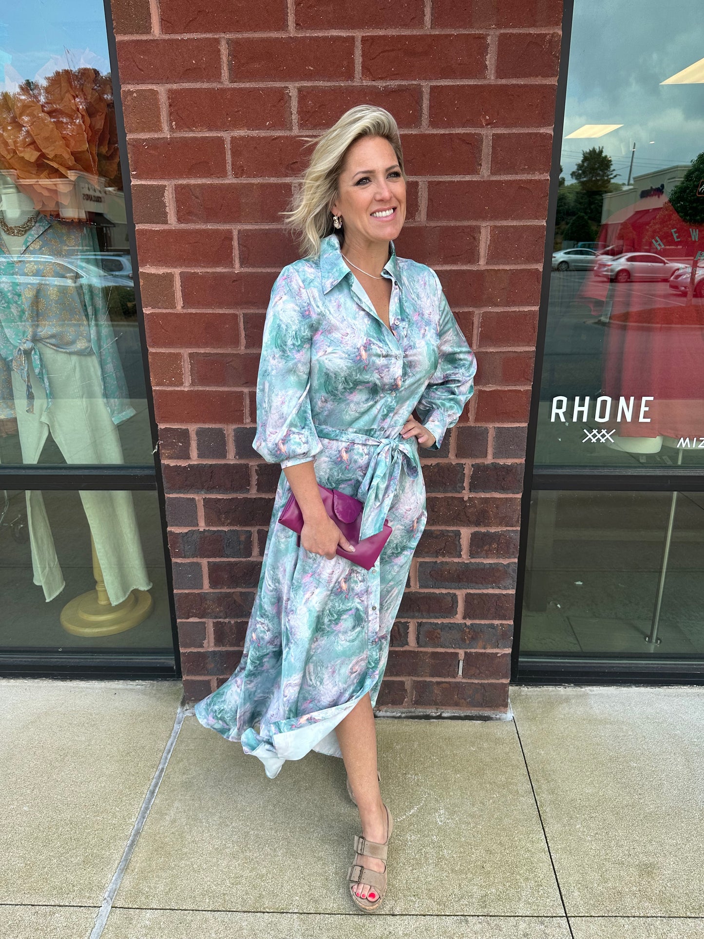 Abstract Print Shirt Dress
