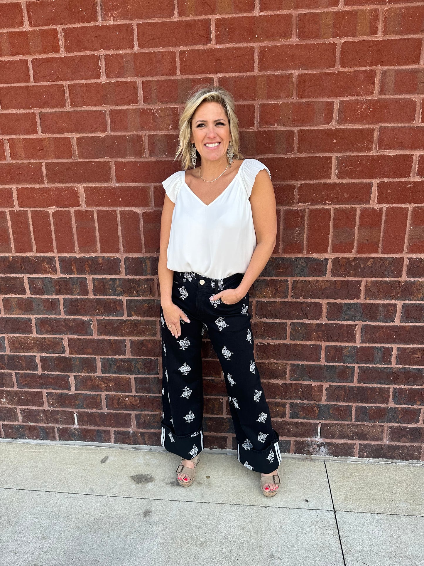 Embroidered High Rise Jean