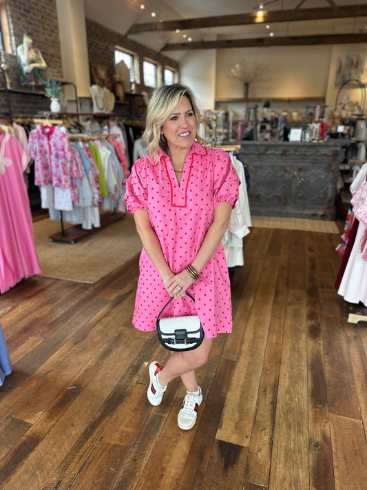 Puff Slv Babydoll Print Dress