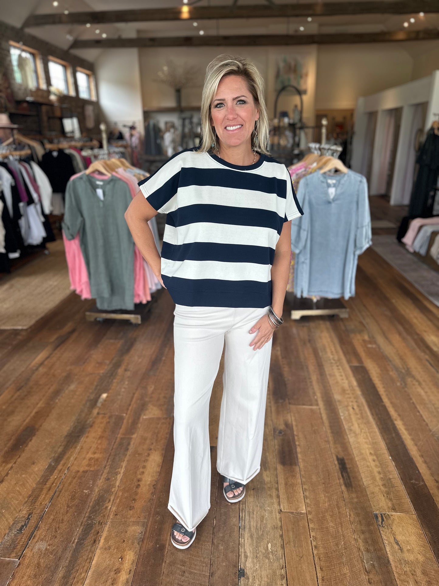 Stripe Dolman Slv Top