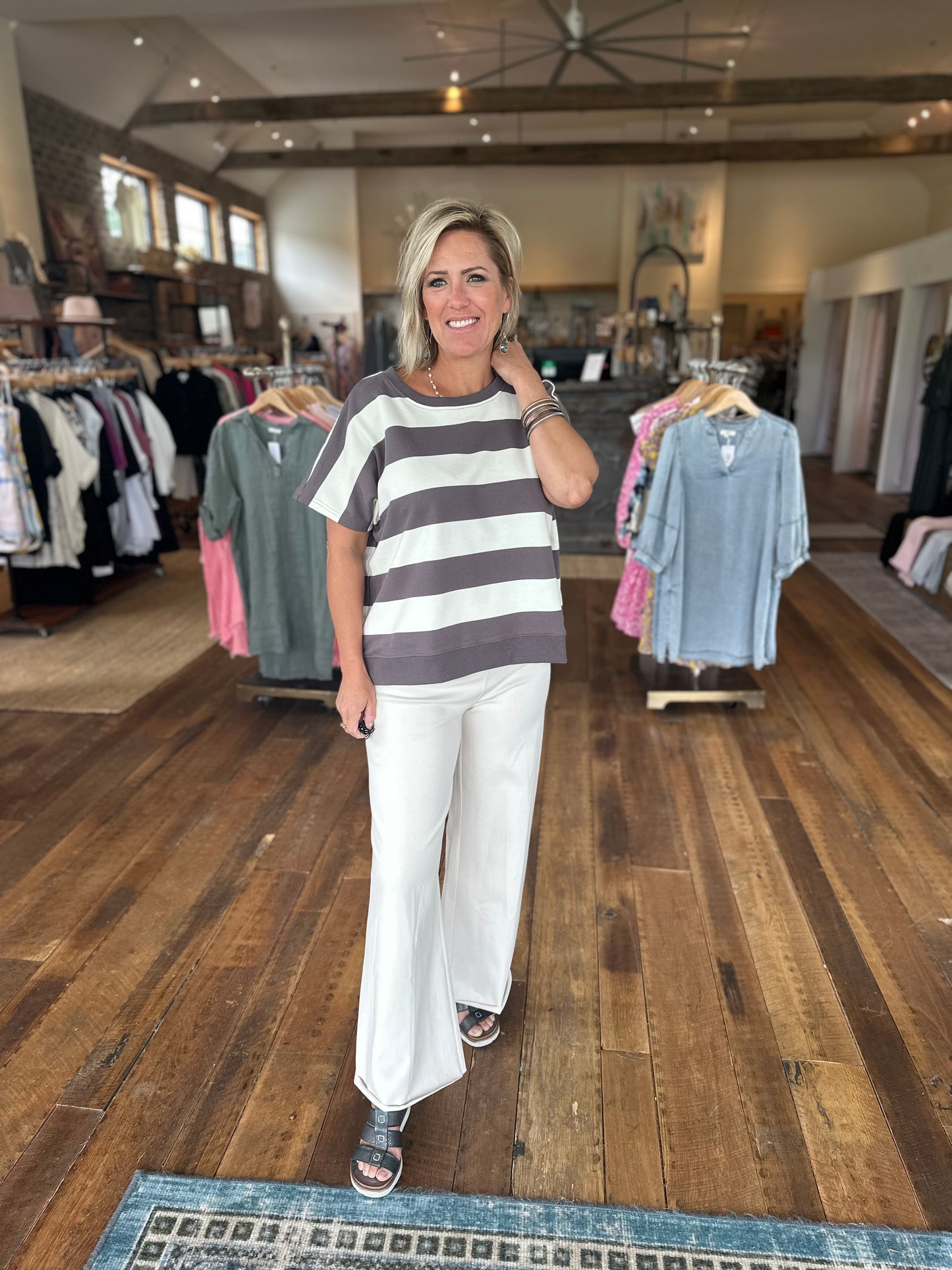 Stripe Dolman Slv Top