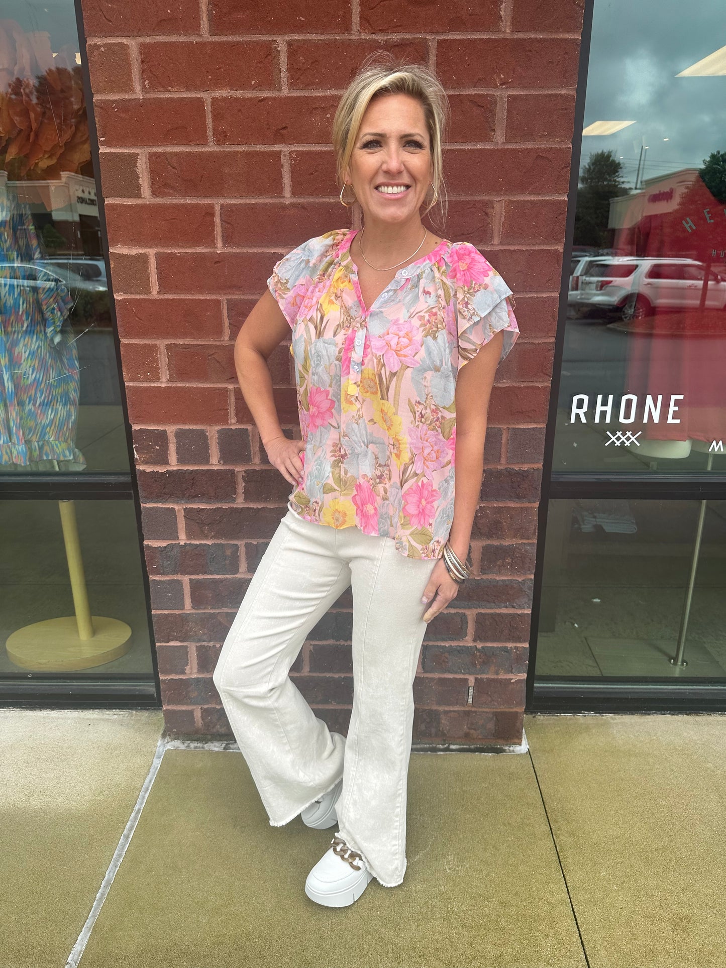 Multi Floral Ruffle Top
