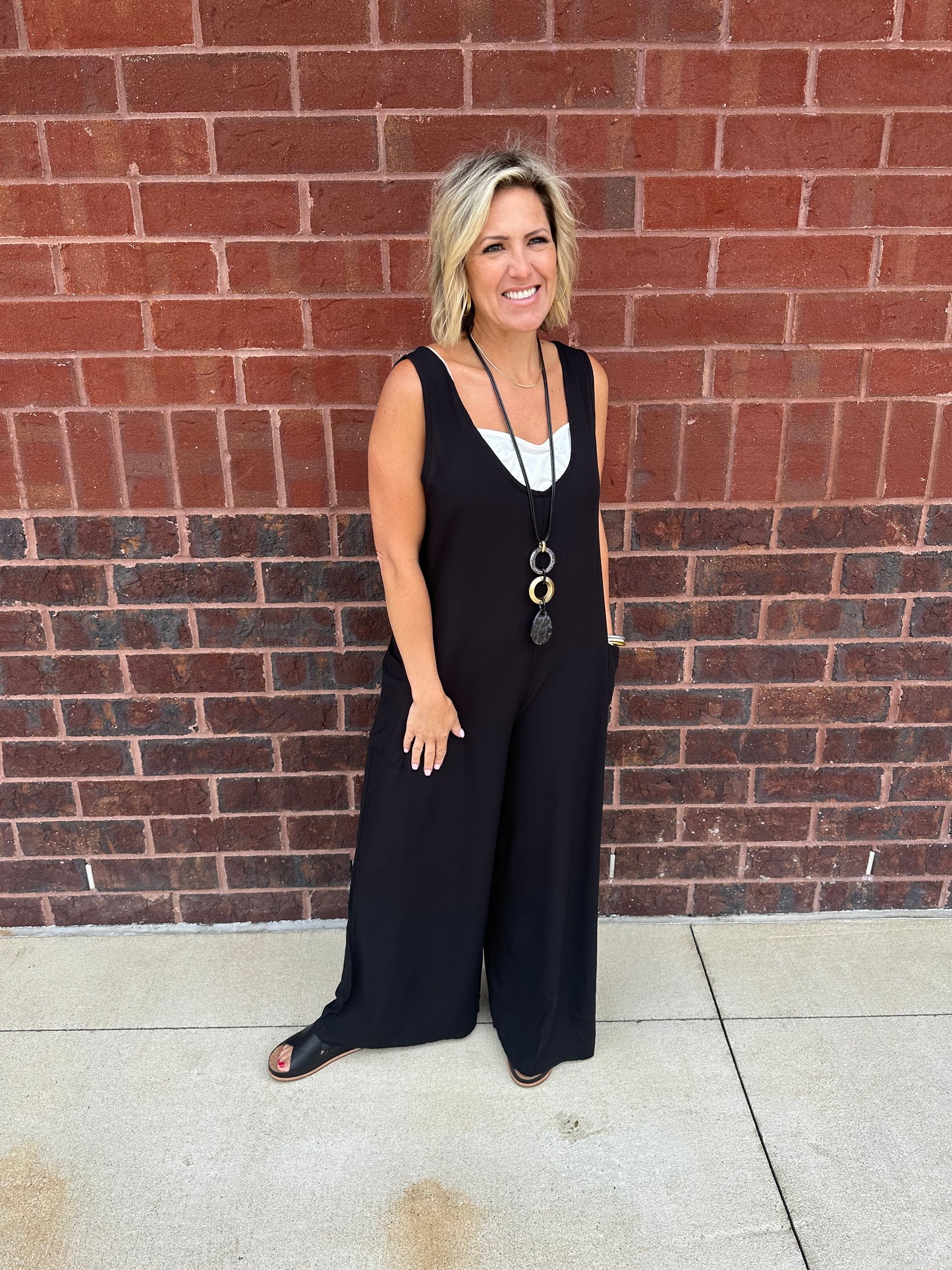 V-Neck Pocket Jumpsuit