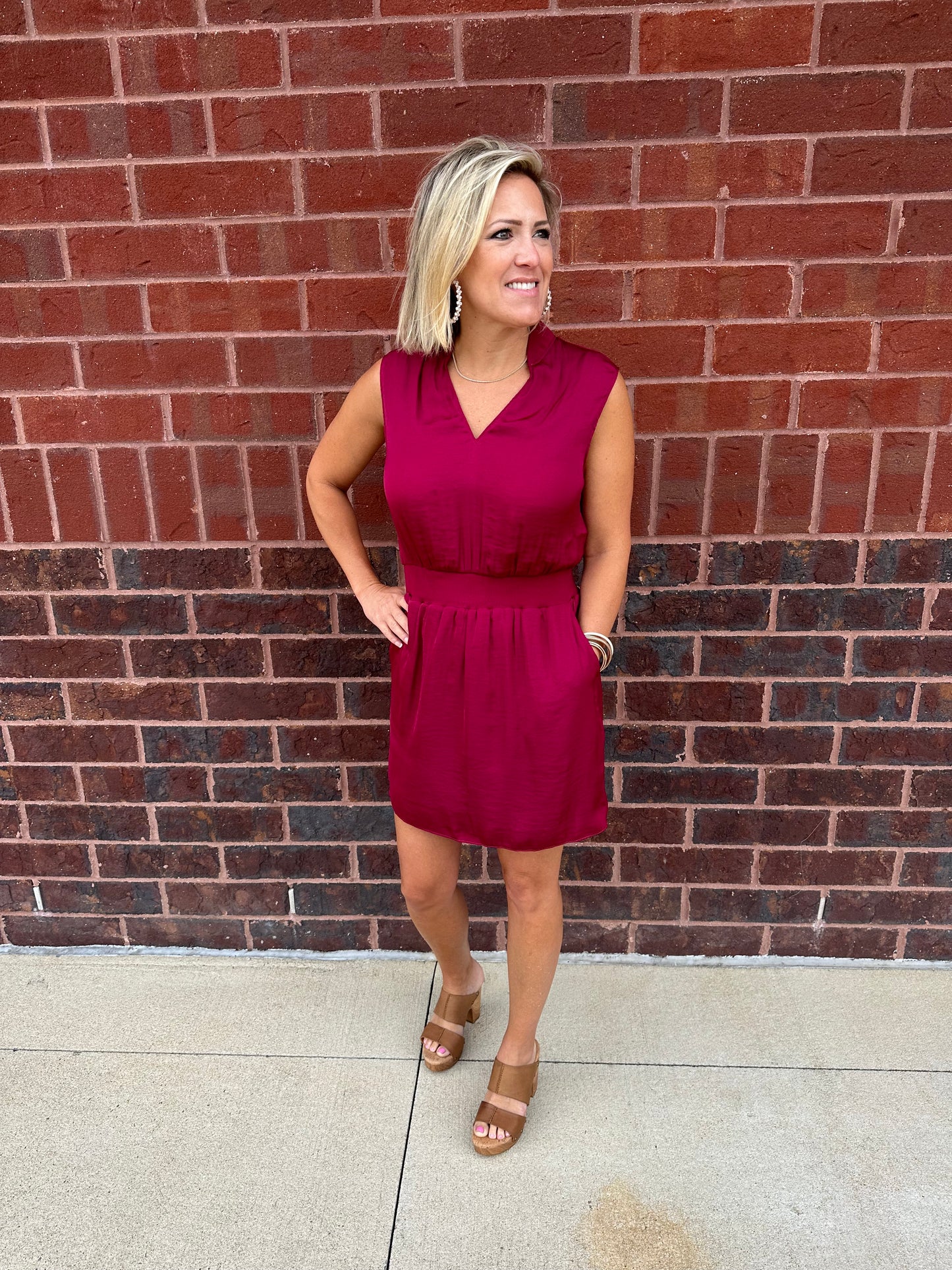 Satin Elastic Waist Dress