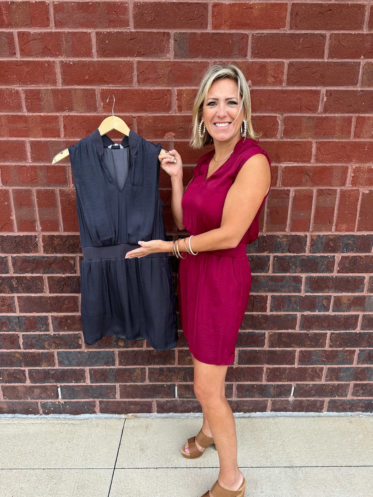 Satin Elastic Waist Dress