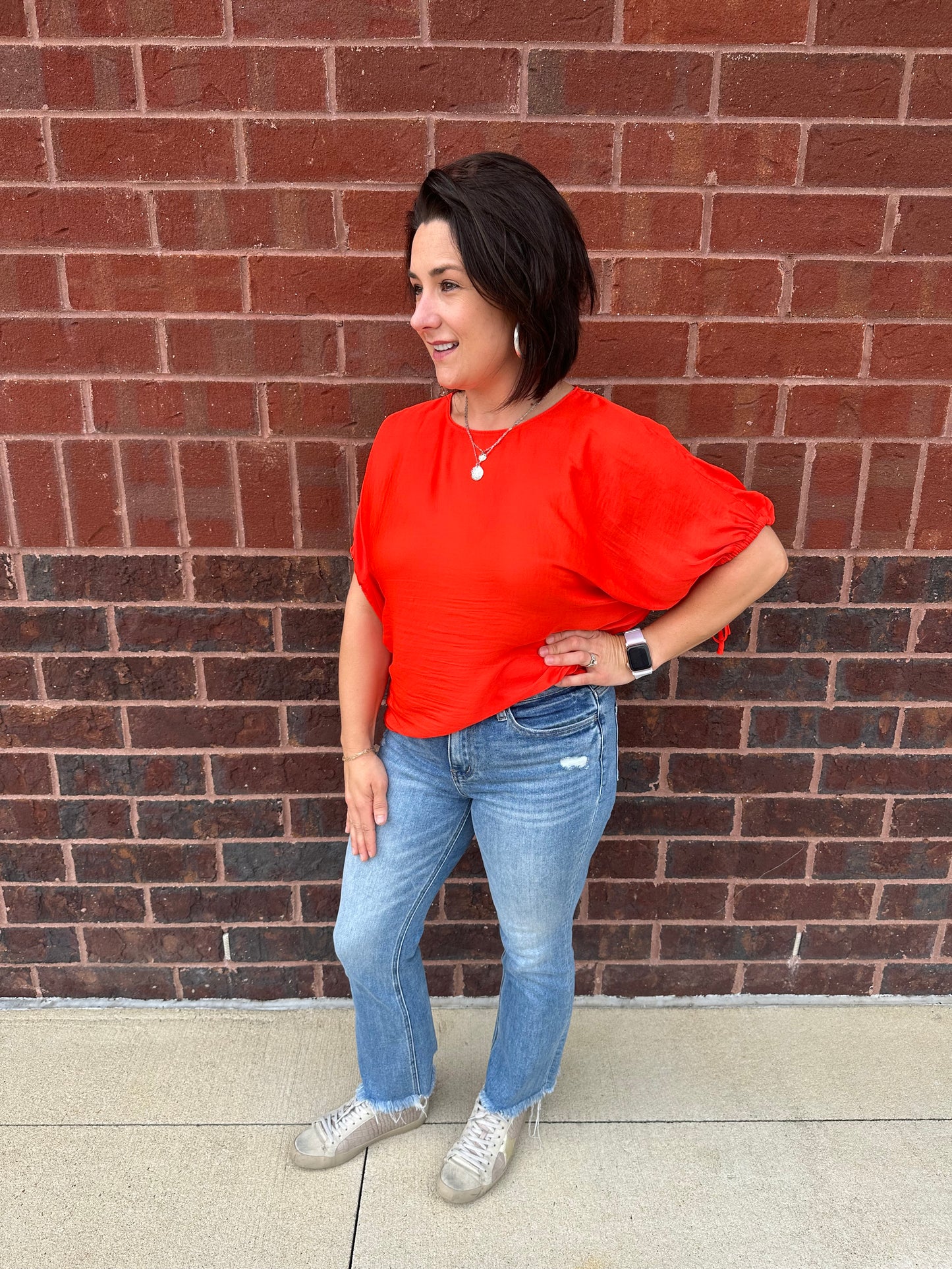 Drawstring Sleeve Blouse