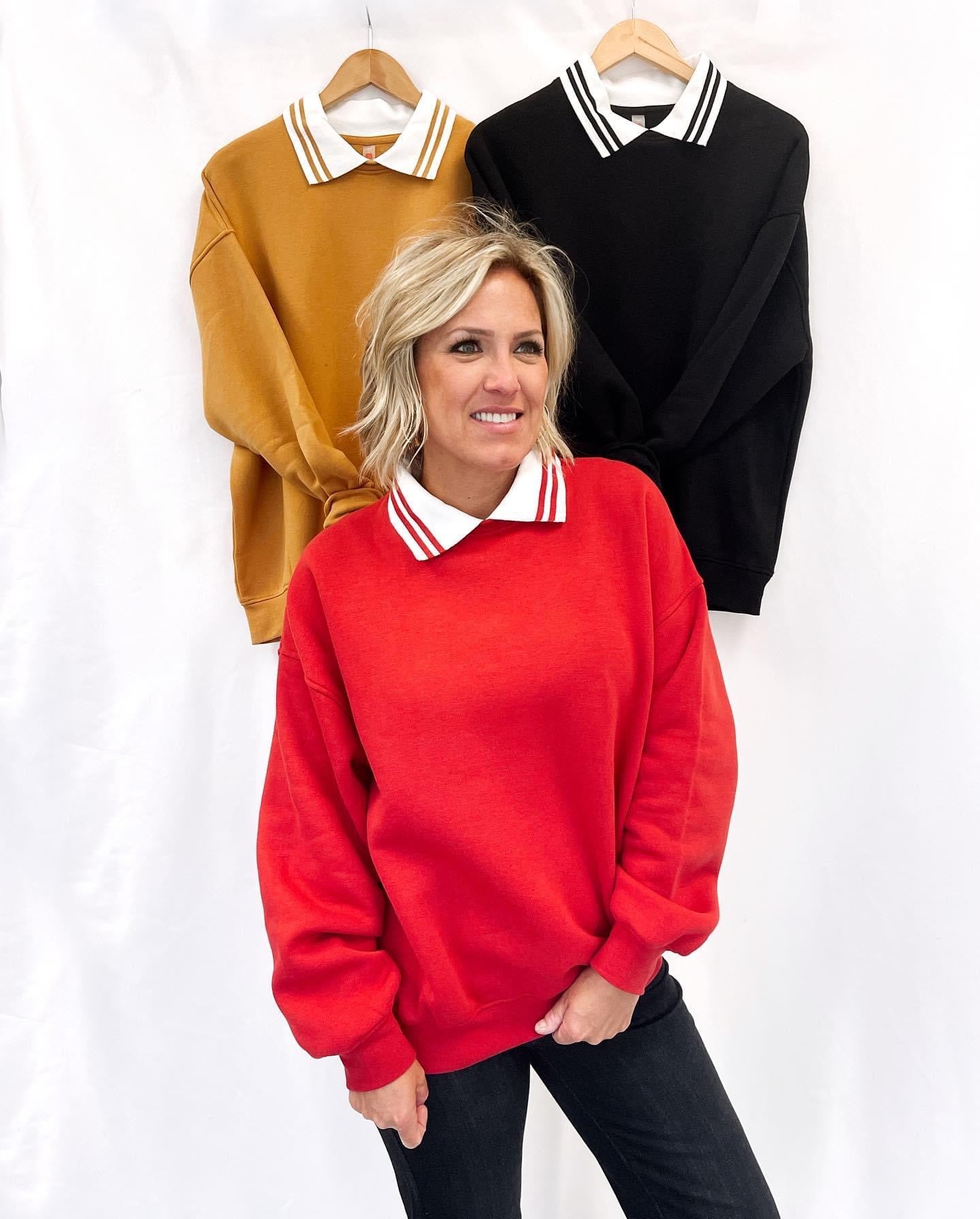 Collared Crew neck Sweatshirt
