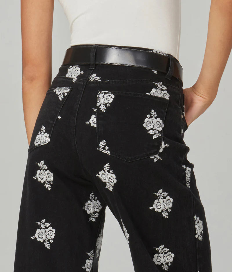 Embroidered High Rise Jean