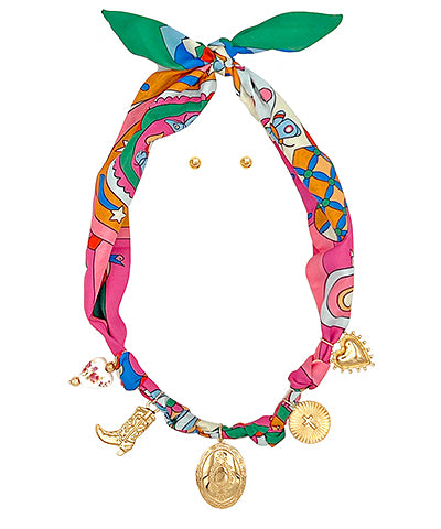 Scarf & Multi Charm Necklace Set