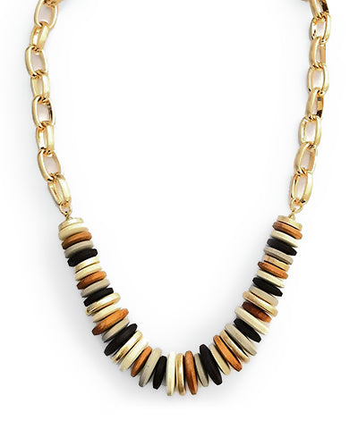 Wood Disk Bead Necklace