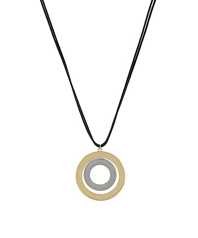 Double Round Flat Ring Cord Necklace