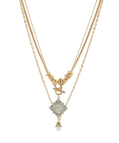Rondelle Coin & Multi Charm Necklace