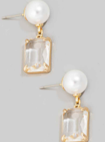 Crystal Glass Pearl Earrings