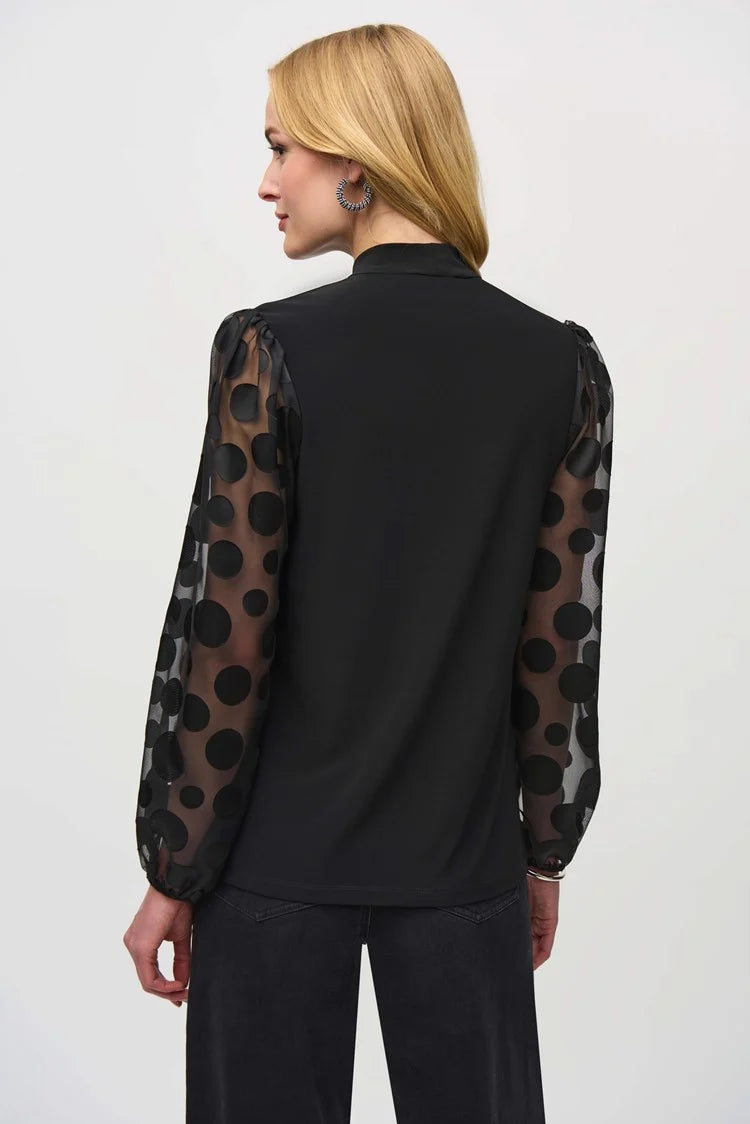 Silky Top W/ Dot Sleeves