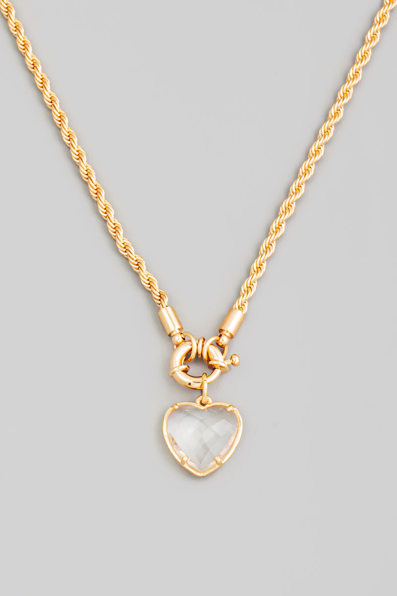 Clear Heart Pendant Neck