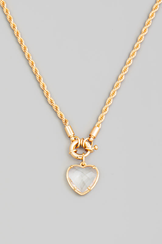 Clear Heart Pendant Neck