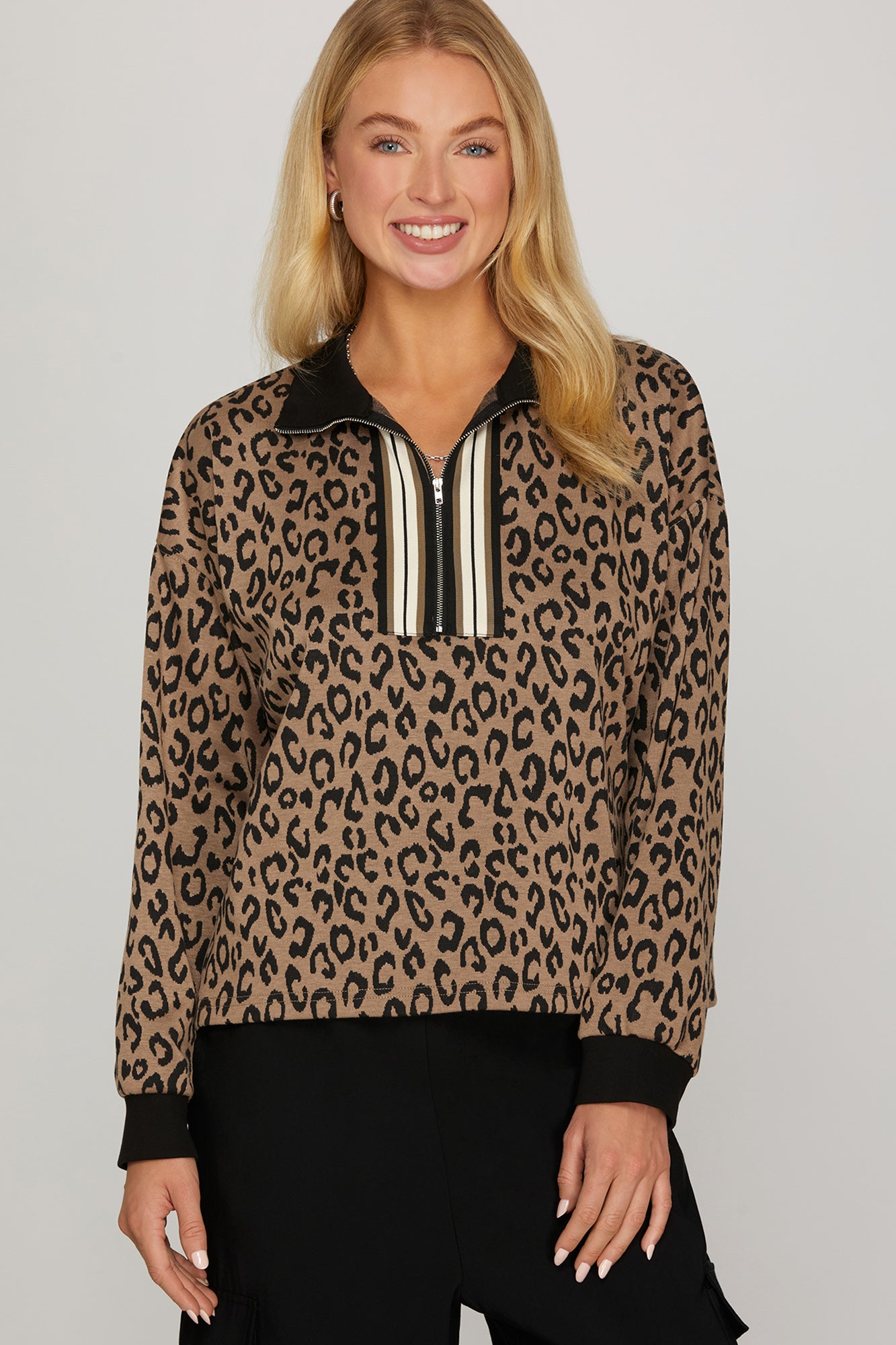 Collared Leopard Top