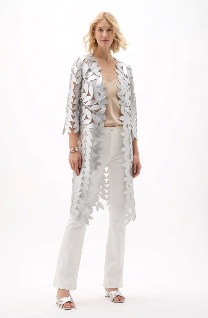 Vegan Leather laser leaf jacket
