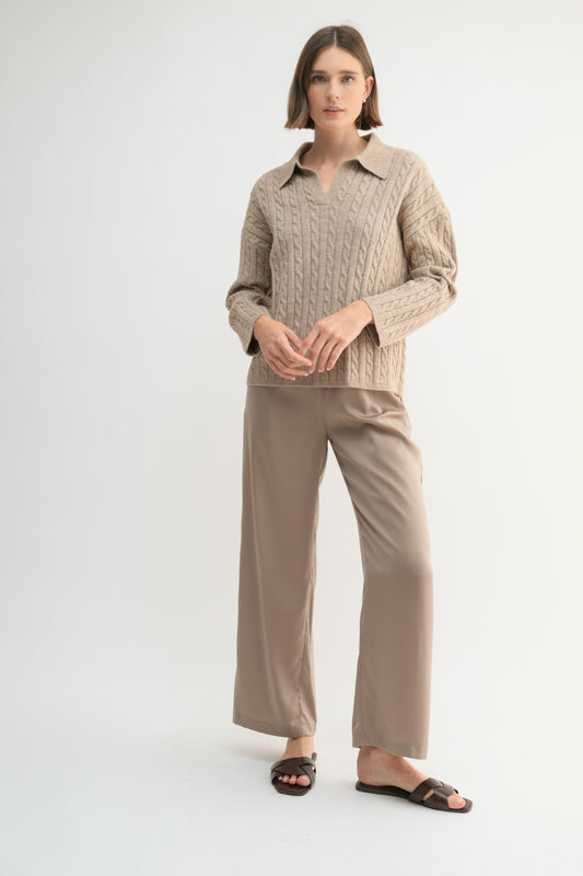 Cable Polo Sweater