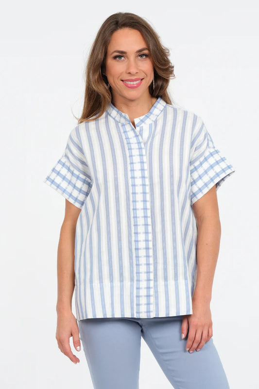 Cap Slv Stripe Pocket Top