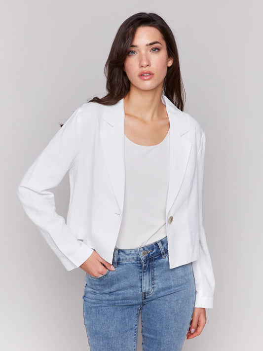 Crop Linen Blazer