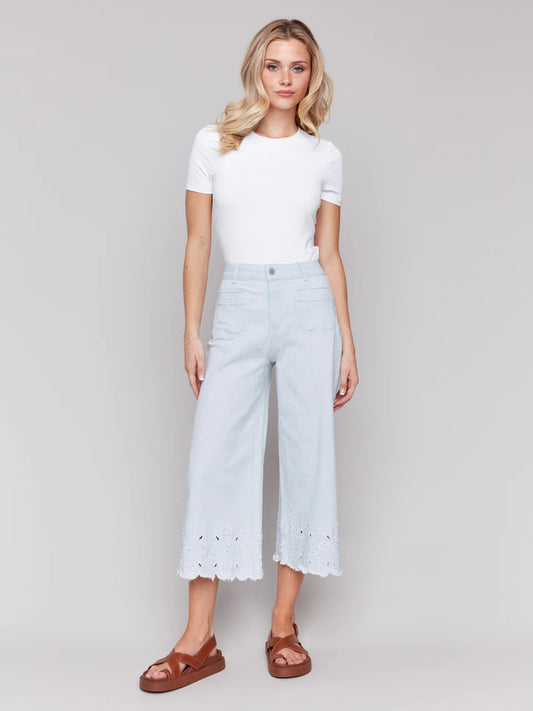 Scallop Hem Crop Wide Leg