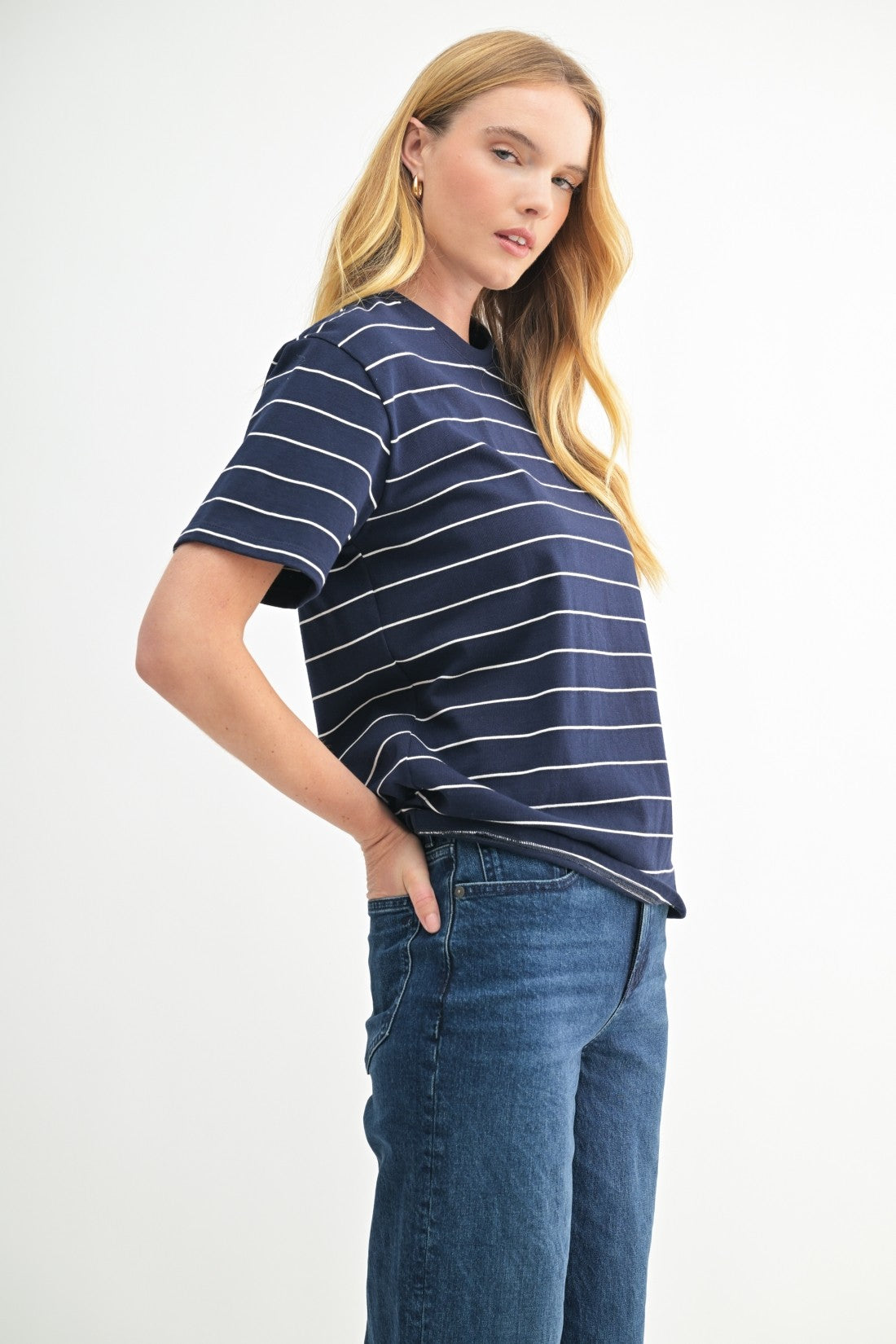 Stripe S/S Knit Top