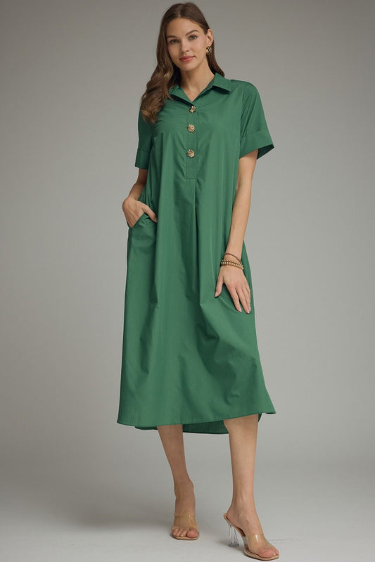 Short Slv Midi Dress