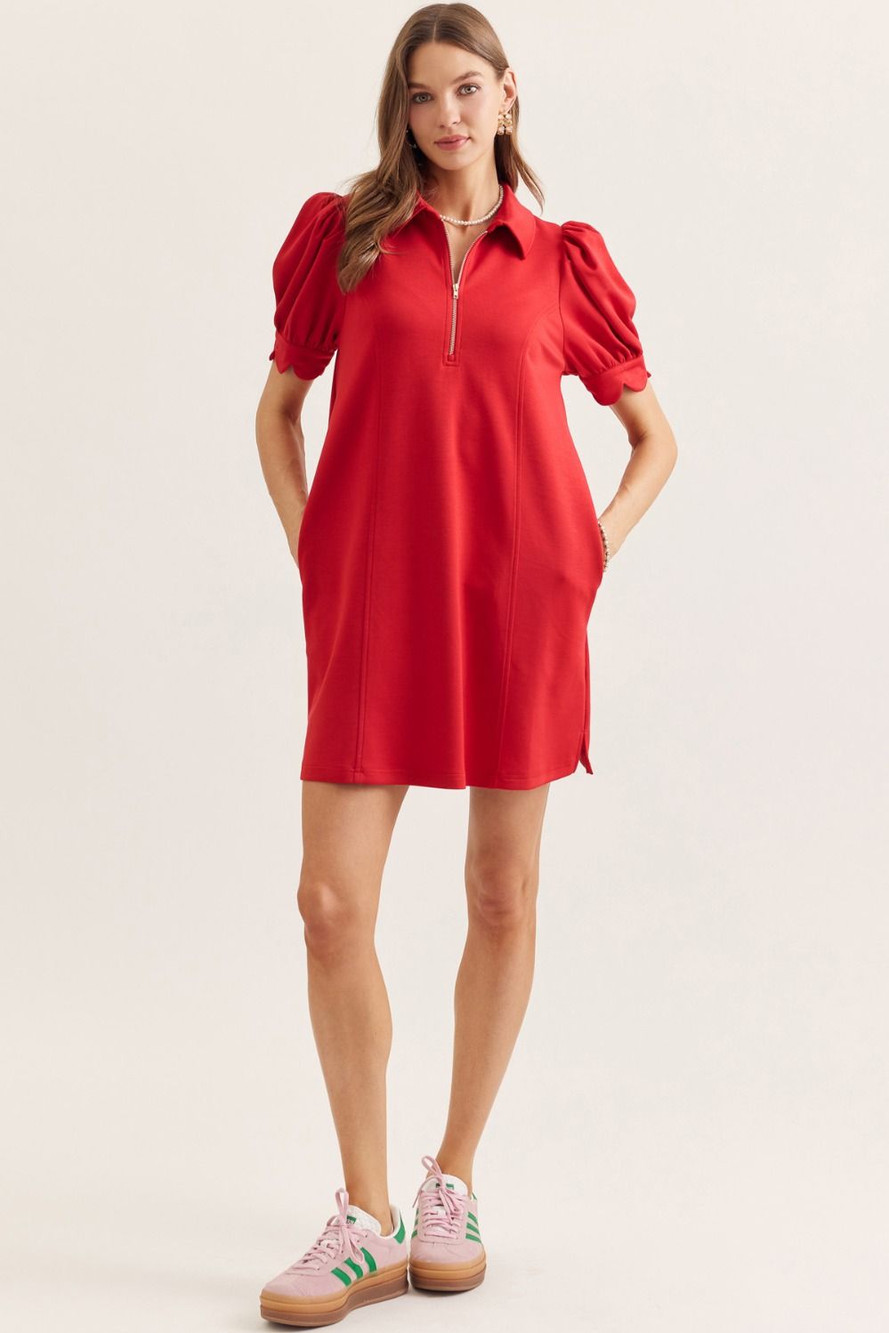 Scalloped S/S Knit Dress