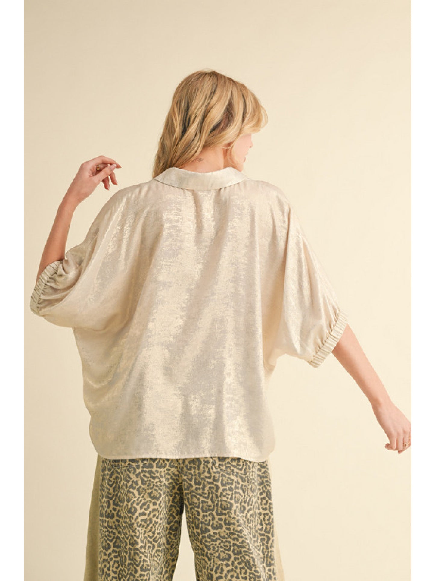 Metallic Collar Neck Top