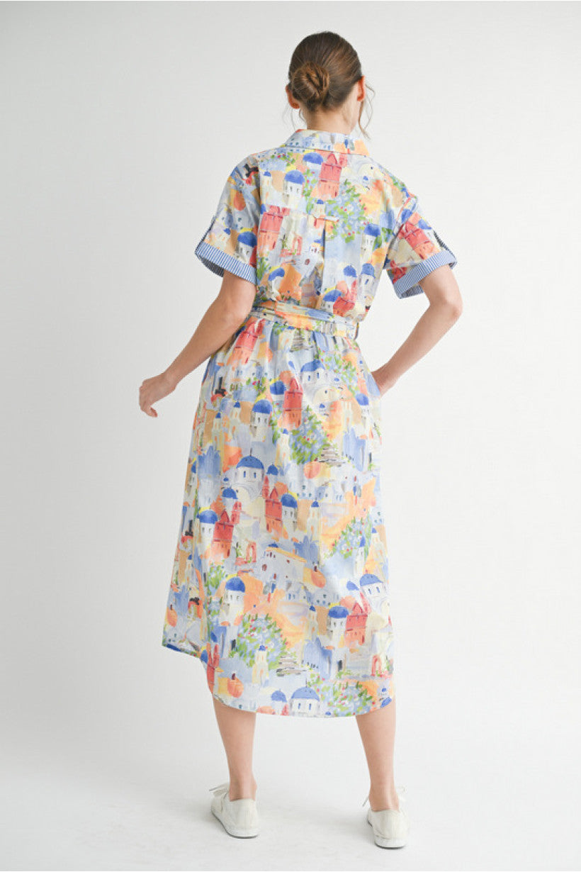 Santorini Print Dress