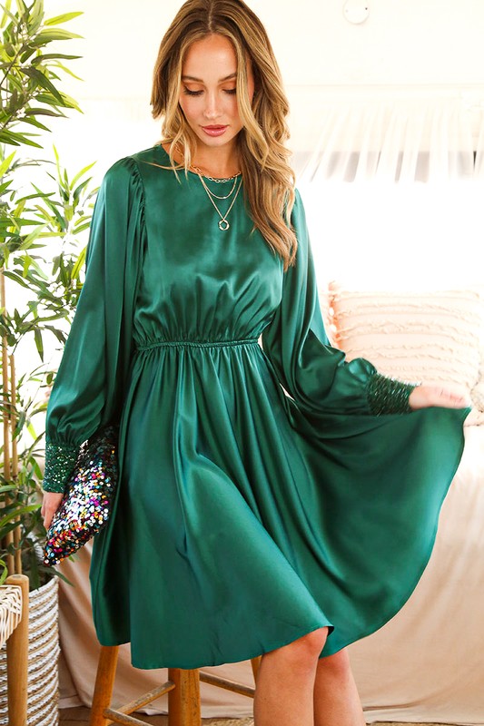 Sequin Swing Satin Dress