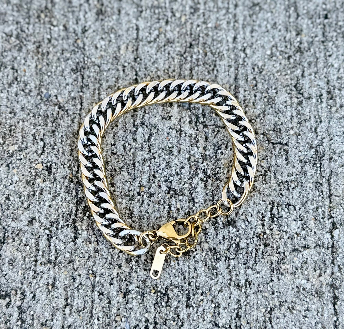 Mixed Metal Cuban Bracelet
