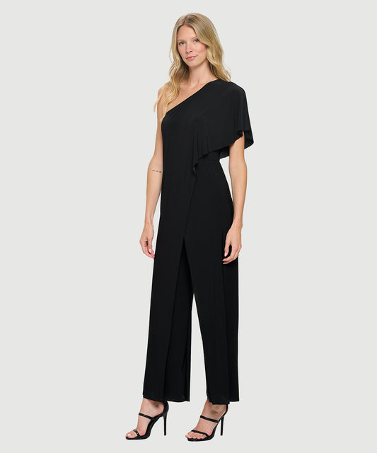 One shoulder overlay jumpsuit