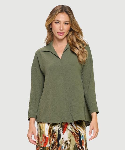 Back Button L/S Collar blouse