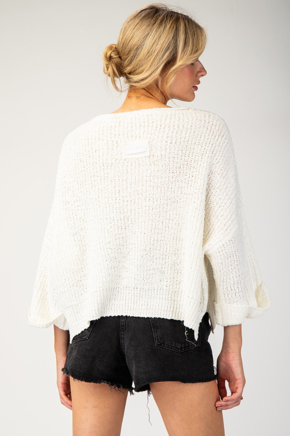 Textured 3/4 Slv Sweater