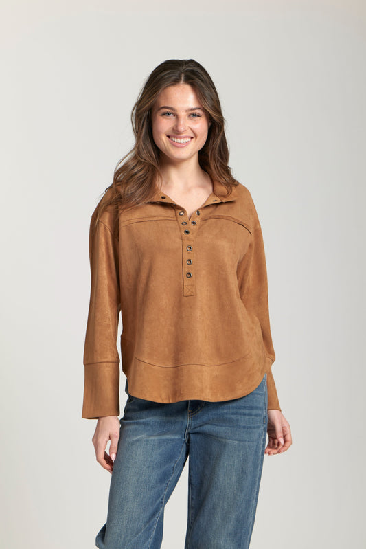 Faux Suede Grommet Top