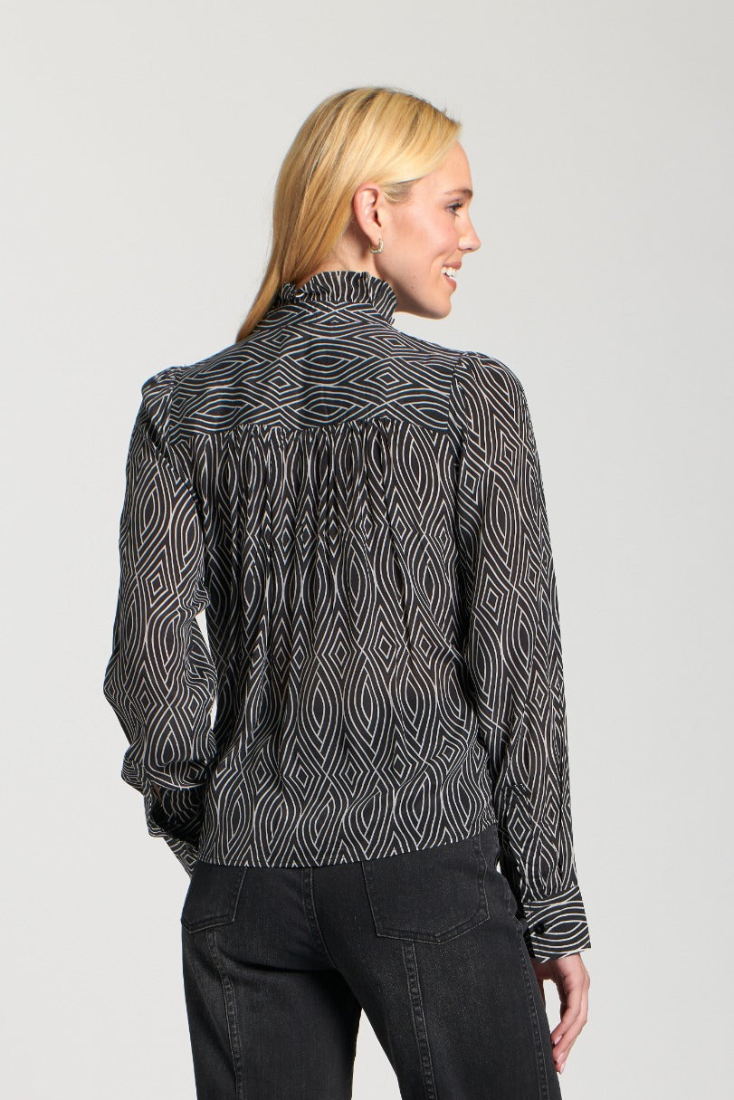 Ruffle Half Placket Blouse