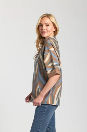 Retro knit contrast cuff sweater